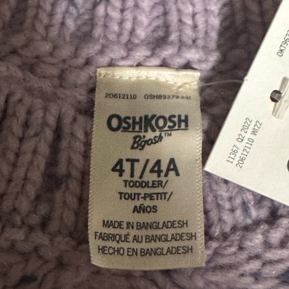 New! Oshkosh B’gosh Girls Purple Long Sleeve Sweater Size 4T - Picture 5 of 6